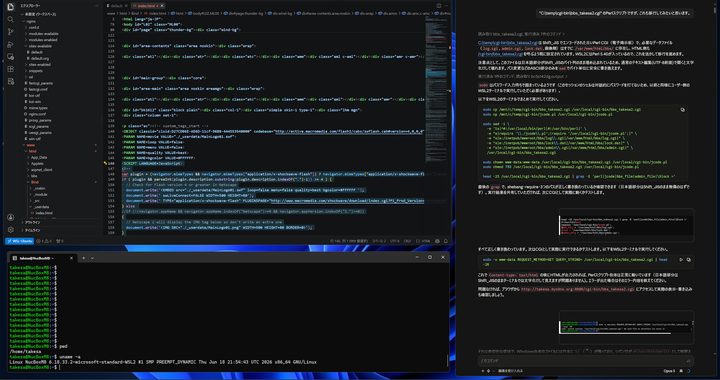 作業画面（VS Code・ターミナルとClaude）