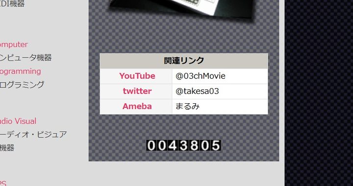 ホームページに表示されたアクセスカウンター（0043805）